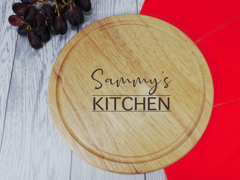 Personalised Engraved Wooden kitchen Round Chopping board