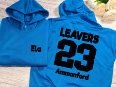 Personalised Kids LEAVERS hoodie with Name and year detail for Boys and girls