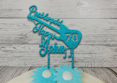 Personalised wooden birthday Welsh Music left handed Guitar cake topper Any name