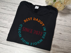 Personalised Men's Vintage best Dad in the world BLACK T-shirt for Father's day UNCLE DAD DADCU