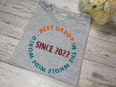 Personalised Men's Vintage best Dad in the world Grey T-shirt for Father's day UNCLE DAD DADCU