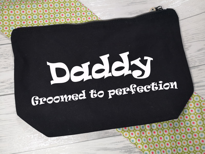 Personalised BLACK canvas Large Groomed to perfection Accessory bag