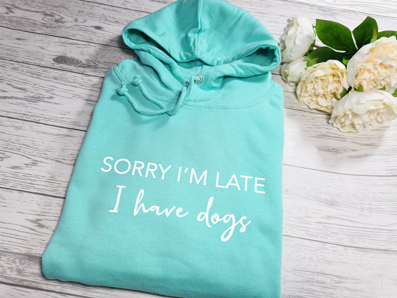 Personalised UNISEX MINT hoodie with Sorry i'm late detail