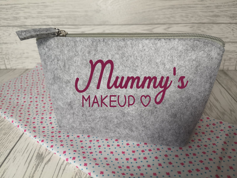 Personalised Light grey Small Felt Name makeup bag