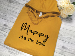 Personalised Women's Mustard hoodie with Name aka the boss