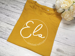 Personalised Women's MUSTARD t-shirt LIMITED EDITION any name