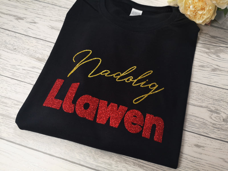 Custom Unisex Welsh BLACK Christmas jumper Nadolig Llawen