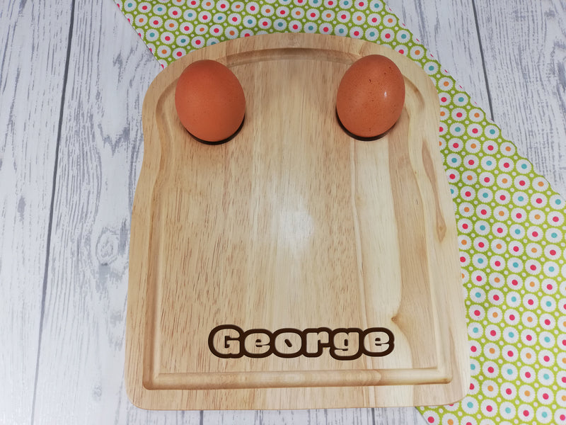 Personalised Engraved Name Wooden Toast Shaped egg breakfast board Any Name