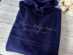 Custom welsh UNISEX NAVY hoodie Hen wlad fy nhadau detail