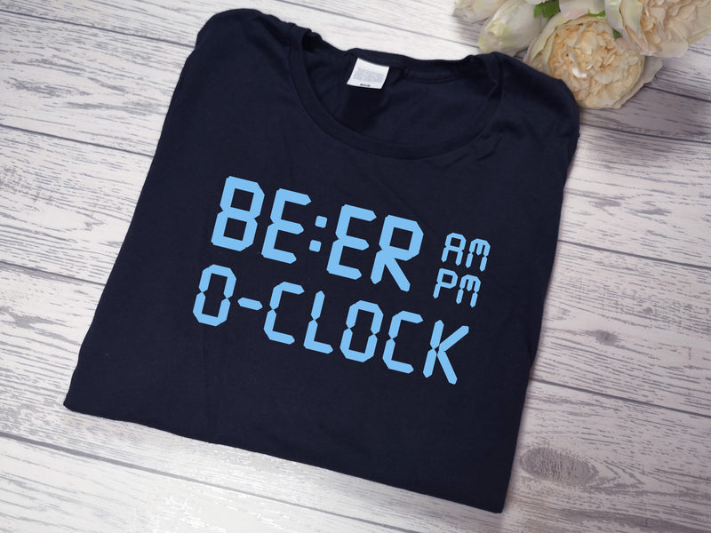 Custom NAVY DAD t-shirt with beer o'clock detail in a choice of colours