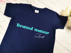 Personalised Kids Navy Welsh Brawd mawr t-shirt with name detail