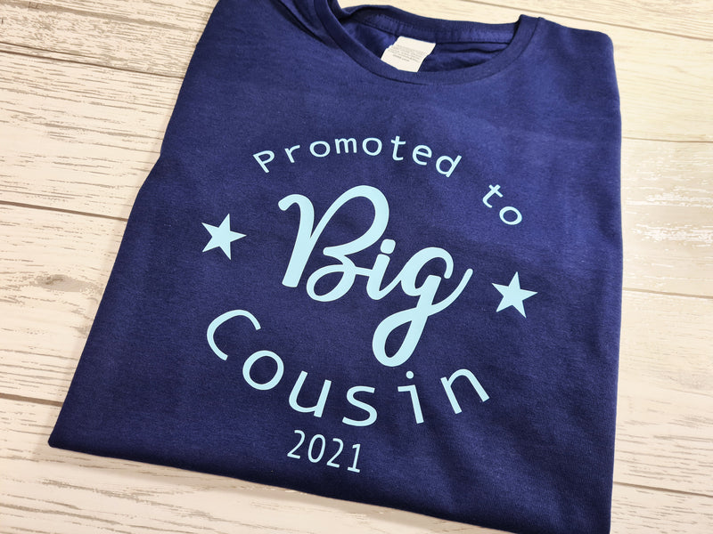 Custom NAVY Kids Promoted to BIG cousin t-shirt