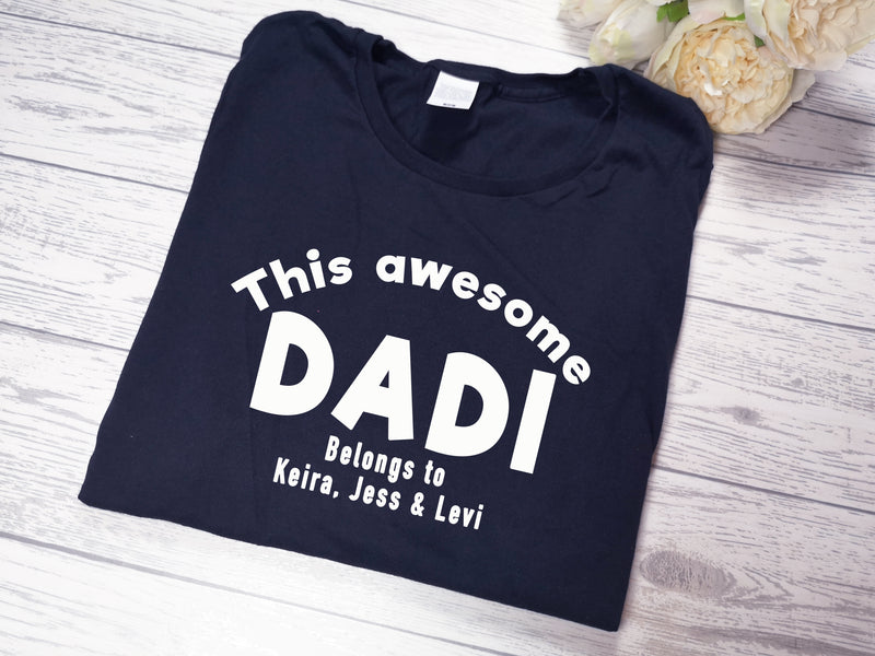 Personalised This awesome Dad belongs to Navy T-shirt for Father's day