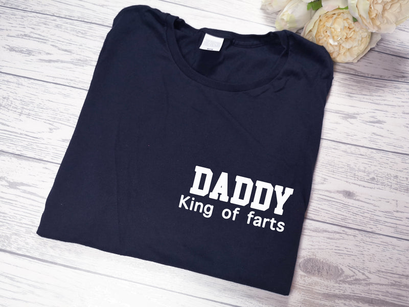 Personalised NAVY DAD t-shirt with custom message detail
