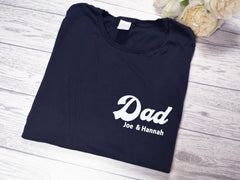 Personalised Dad with kids names Navy T-shirt for Father's day