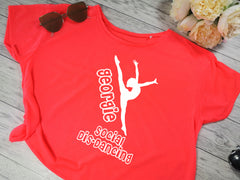 Personalised Women's cropped Neon coral t-shirt Social dis-dancing NAME