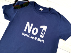 Personalised No 1 Dad with kids names Navy T-shirt for Father's day