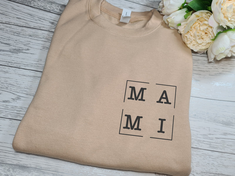 Personalised Unisex NUDE jumper with name in a box detail