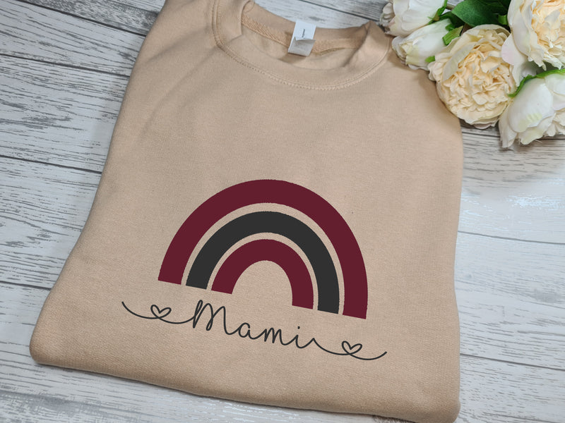 Personalised Unisex NUDE jumper with RAINBOW detail any wording