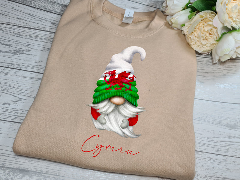 Custom Unisex WELSH NUDE CYMRU jumper boy or girl gonk gnome rugby