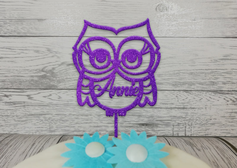 Personalised wooden birthday Owl cake topper Any name
