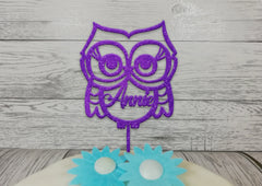 Personalised wooden birthday Owl cake topper Any name
