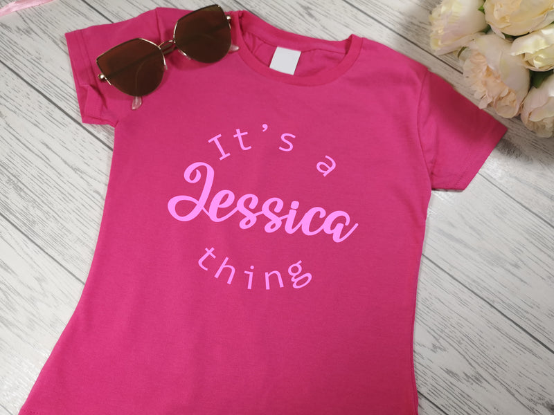 Personalised Kids HOT PINK It's a NAME thing custom t-shirt