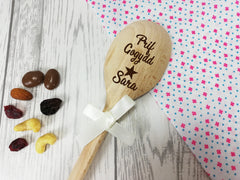 Personalised Engraved Welsh Prif gogydd Wooden Spoon Any name with or without ribbon