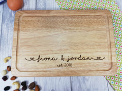 Personalised Engraved Wooden Chopping board Wedding Any Name and date
