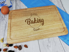 Personalised Engraved Wooden Chopping board Baking Queen Any Name