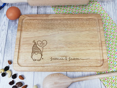 Personalised Engraved Wooden Rectangle Chopping board Valentines love GONK Any Names 30cm