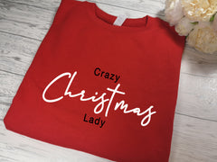 Custom Unisex RED Crazy Christmas lady jumper
