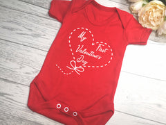 Custom RED Baby vest suit with First valentine's day heart detail