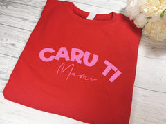Personalised Unisex RED jumper welsh CARU TI detail
