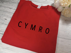 Custom Welsh RED Kids CYMRO heart JUMPER with choice of colour detail