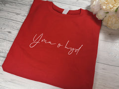 Custom welsh Unisex RED jumper YMA O HYD detail in a choice of colour