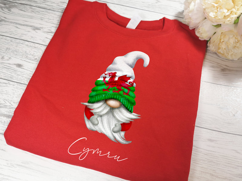 Custom KIDS welsh RED cymru jumper boy or girl Gonk gnomes rugby