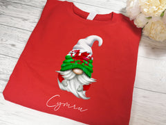 Custom Unisex WELSH RED CYMRU jumper boy or girl gonk gnome rugby