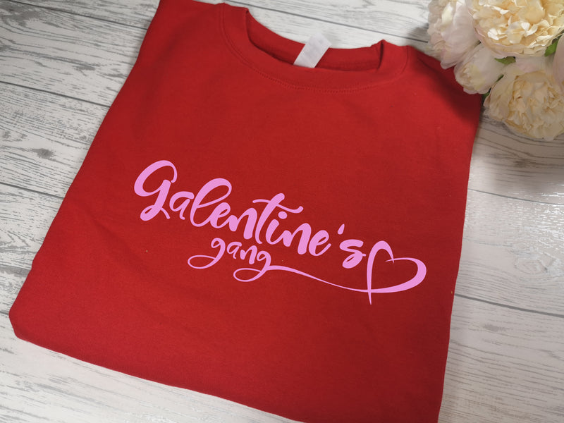 Custom Unisex RED  jumper GALENTINE'S GANG detail