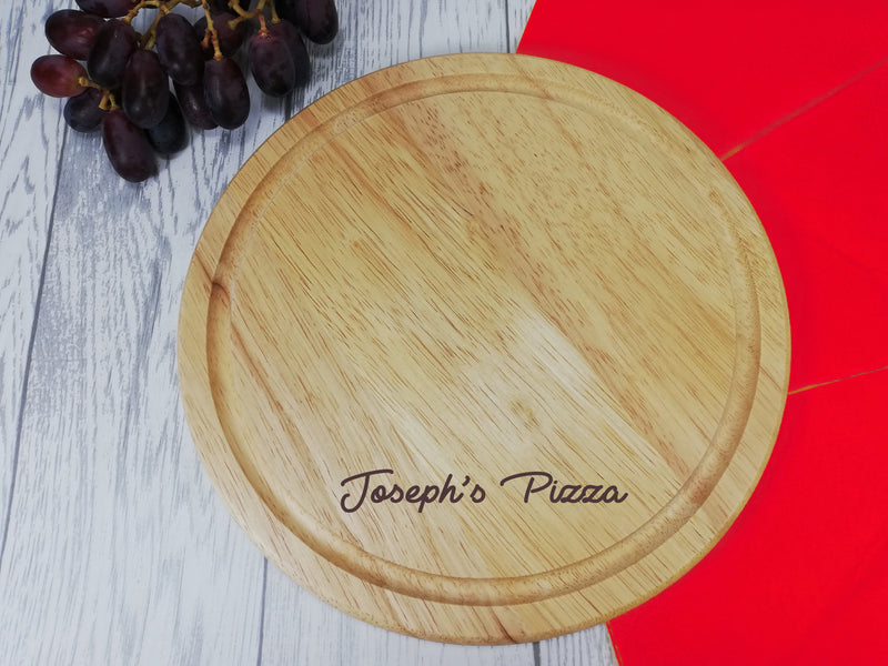 Personalised Engraved Wooden Pizza name Round Chopping board