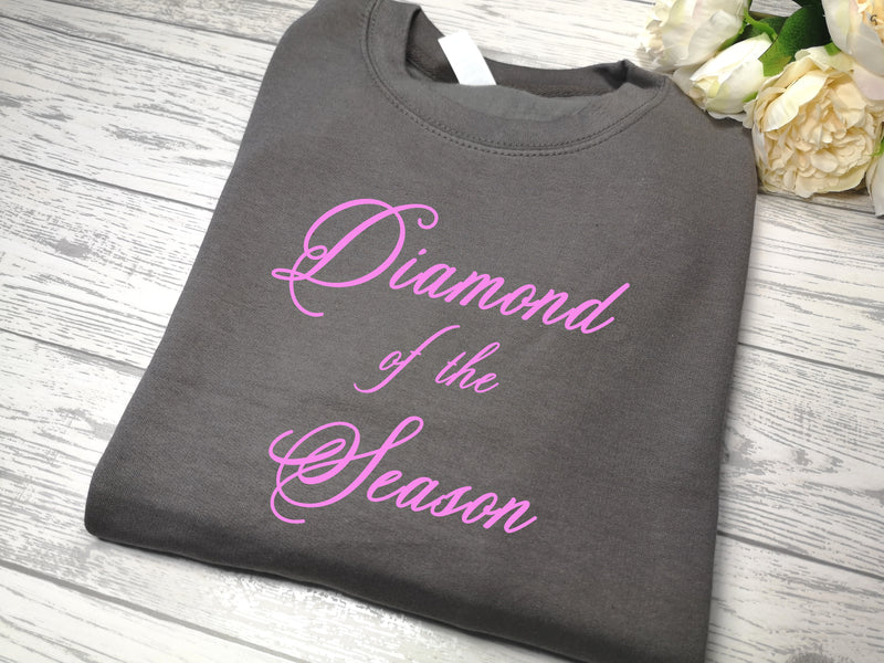 Personalised Unisex STEEL GREY  jumper Diamond of the season detail