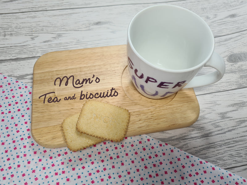 Personalised Engraved tea and biscuits board Any Name