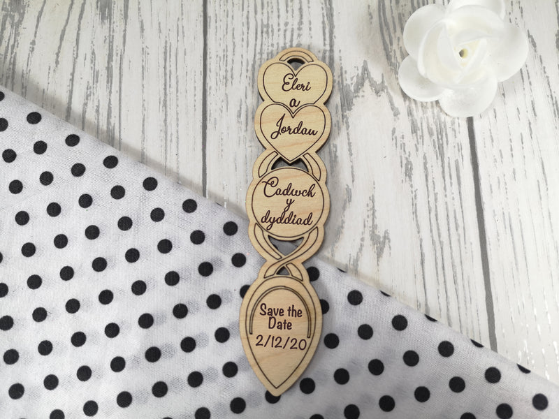 Personalised Engraved Wedding Welsh Save the date Love spoon