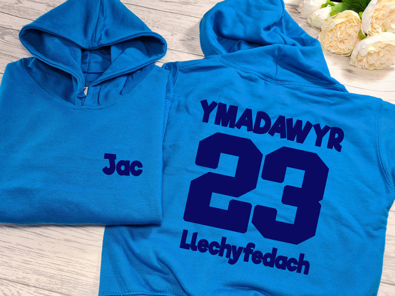 Personalised Kids WELSH LEAVERS hoodie with Name and year detail for Boys and girls