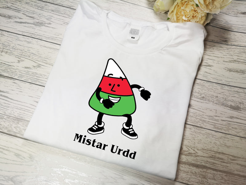 Custom Welsh WHITE Kids Mistar urdd  t-shirt