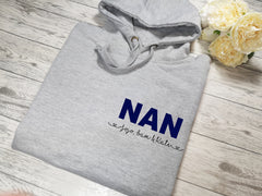 Personalised Womens Grey hoodie with Name & kids names detail No pocket